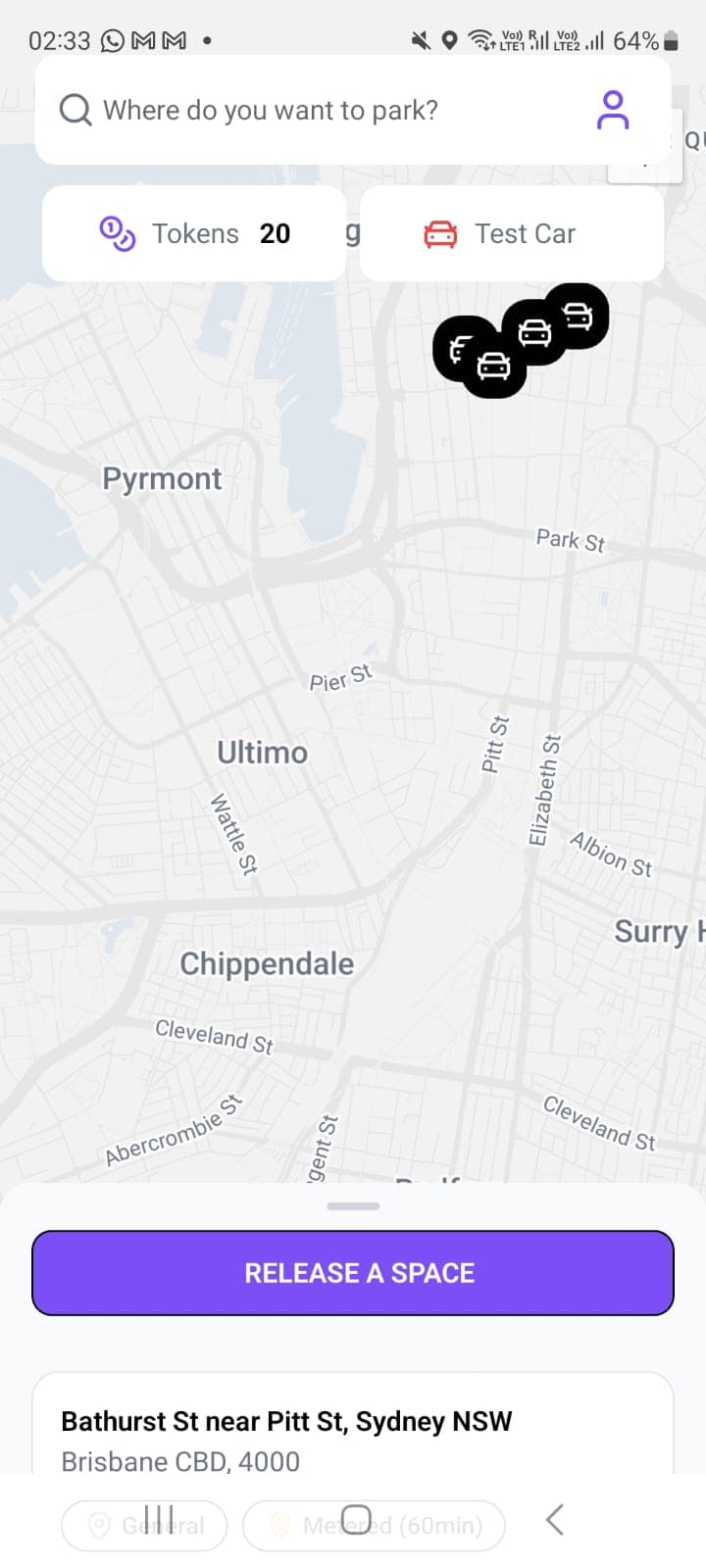 Driver seeing a nearby car